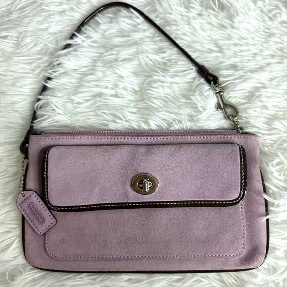 y2K COACH Suede Purple Wristlet - Picture 1 of 9